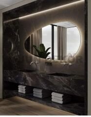 120x70 DOKUNMATİK ASİMETRİK LEDLİ BANYO AYNASI