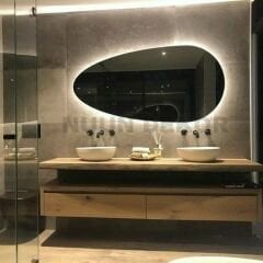 120x70 ASİMETRİK LEDLİ BANYO AYNASI