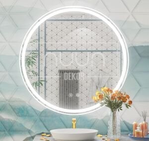 Yuvarlak Akıllı Ayna – Kumlamalı, Buğu Çözücülü, Hafızalı Dimmer, Led Işıklı Banyo Aynası