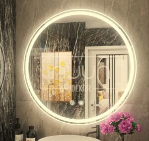 Yuvarlak Akıllı Ayna – Kumlamalı, Buğu Çözücülü, Hafızalı Dimmer, Led Işıklı Banyo Aynası